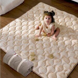 Momcozy Baby Play Mat with Carry Handle for Tummy Time 50x 50 in - Leopard Heart